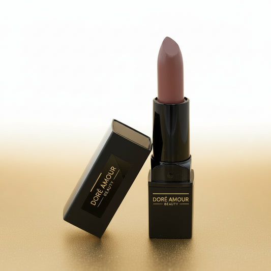 Lipstick with black case on gold background